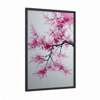 Blush Blossom Branch framed cherry blossoms print — black wood frame — pink and white palette