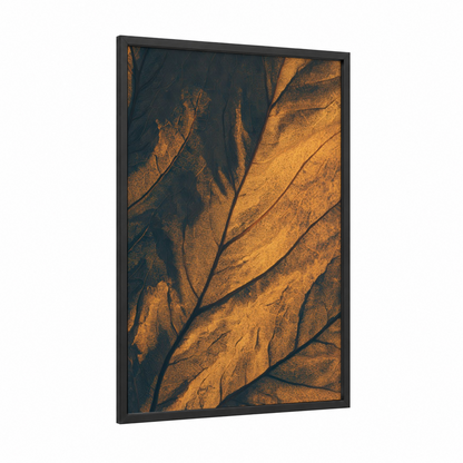 Golden Cigar Leaf framed cigars print — black wood frame — gold and black palette