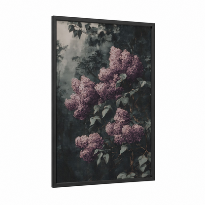 Moody Lilac framed art print — black wood frame — pink and gray palette