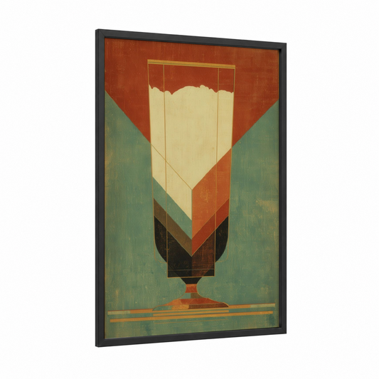 Vintage Milk Glass framed art print — black wood frame — sage green palette