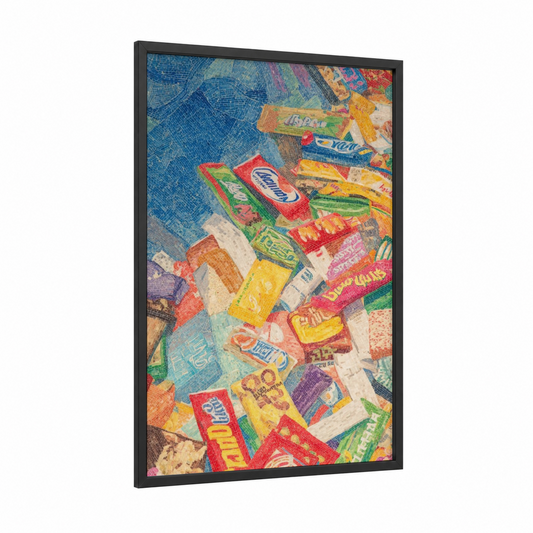 Colorful Fast Food framed art print — black wood frame — red and yellow palette