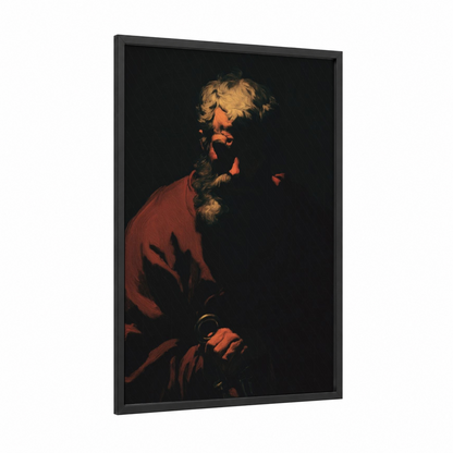Apostle Peter framed st. peter print — black wood frame — gold palette