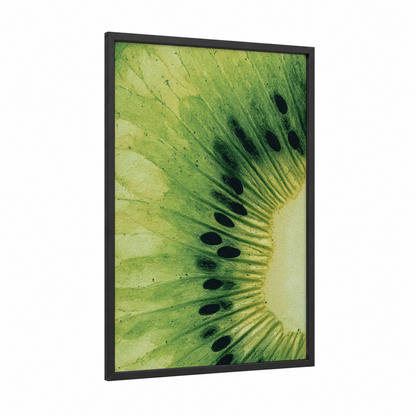 Lime Cross-Section framed fruit print — black wood frame — light green and green palette