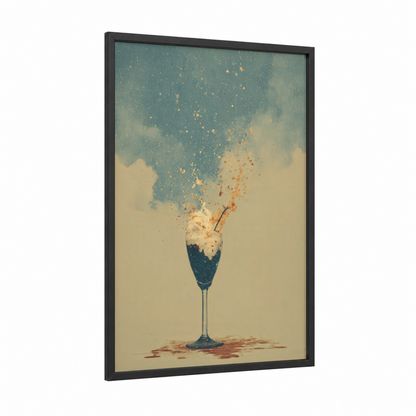 Celestial Milkshake framed art print — black wood frame — blue and gold palette