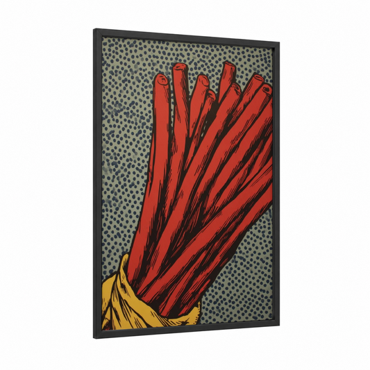 Red Chili Peppers framed herbs and spices print — black wood frame — red and gray palette
