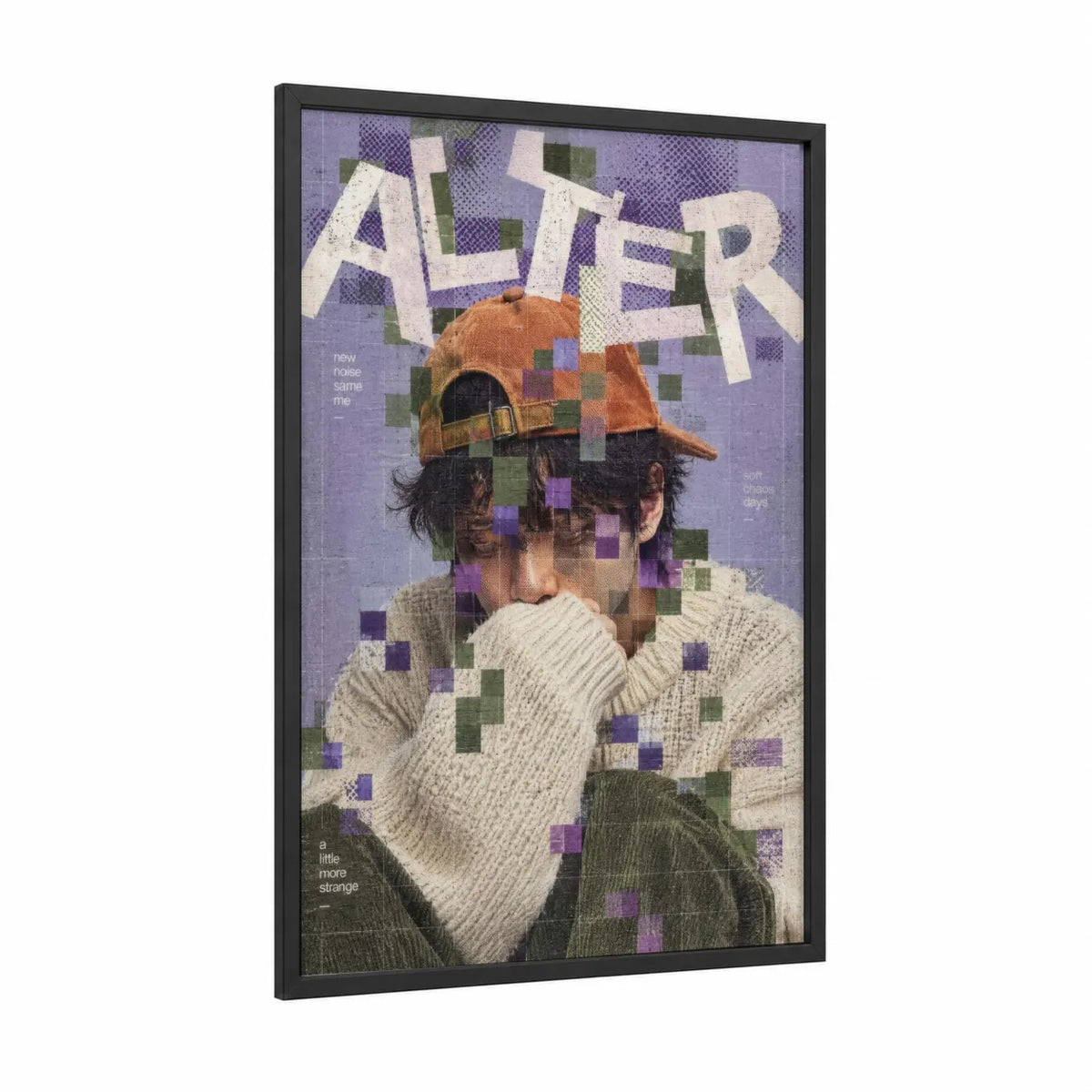 Contemporary Fashion Portrait Wall Art framed fashion illustration print — black wood frame — lavender and cream palette