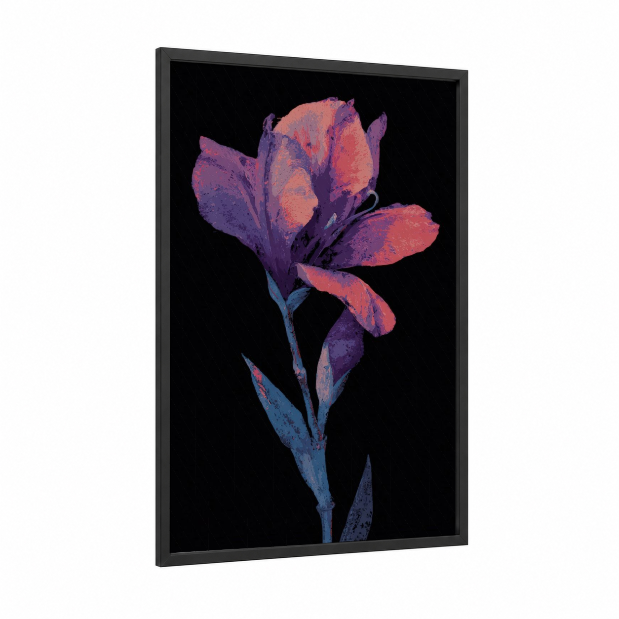 Neon Lilac framed art print — black wood frame — magenta and purple palette
