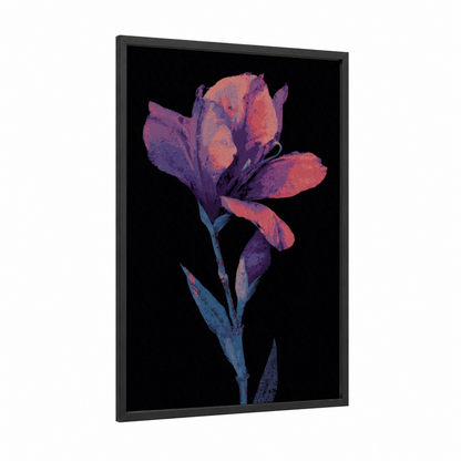 Neon Lilac framed art print — black wood frame — magenta and purple palette