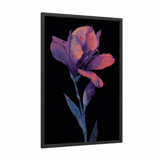 Neon Lilac framed art print — black wood frame — magenta and purple palette