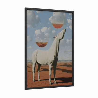 Desert Dreamer Horse framed arabian horse print — black wood frame — blue and white and russet palette