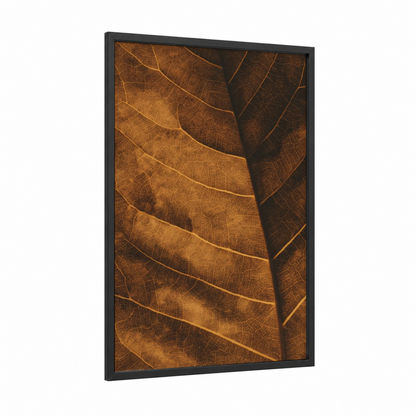 Autumn Cigar Leaf framed cigars print — black wood frame — gold and brown palette