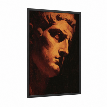 Golden Constantine framed constantine the great print — black wood frame — gold and black palette