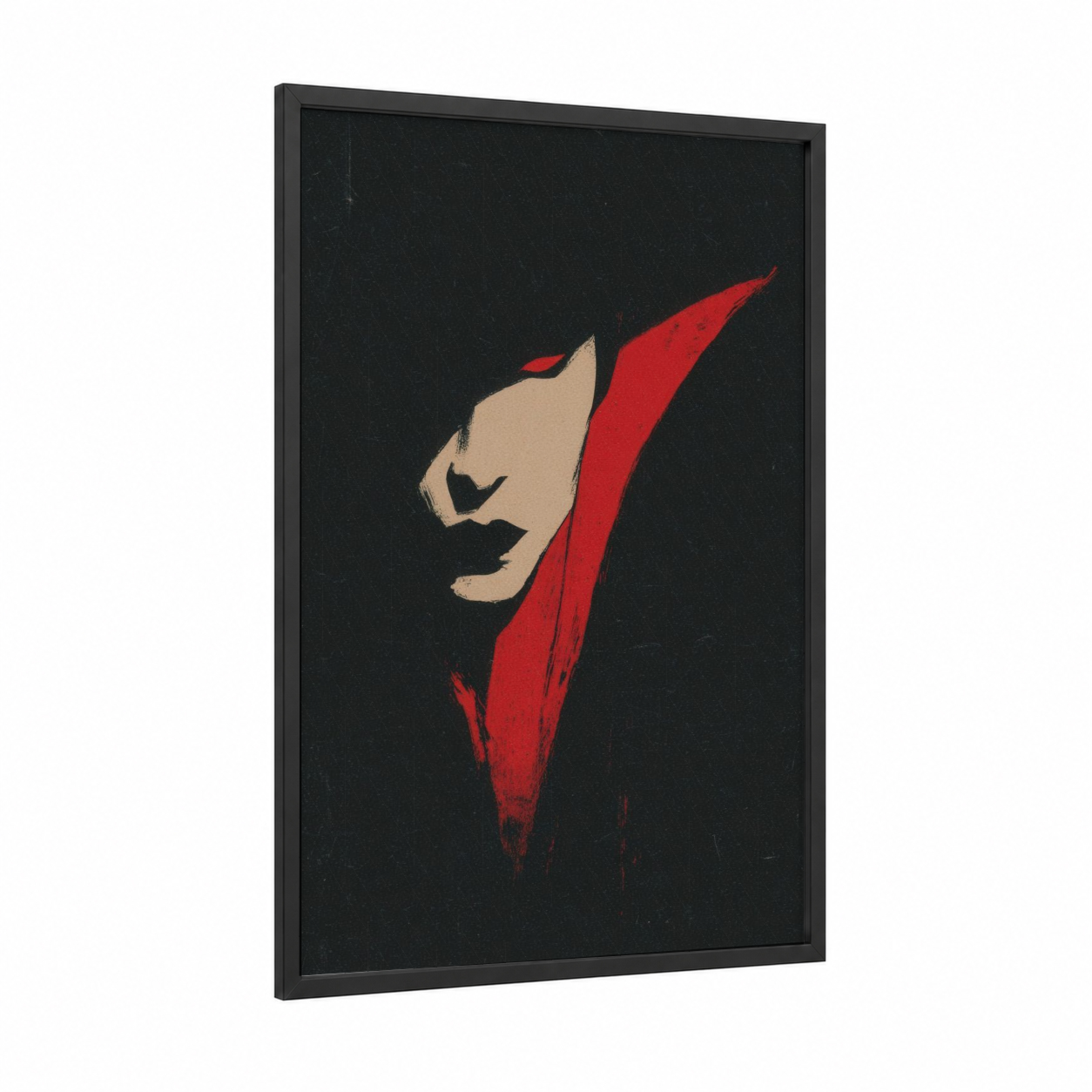 Crimson Vampire framed art print — black wood frame — red and black palette