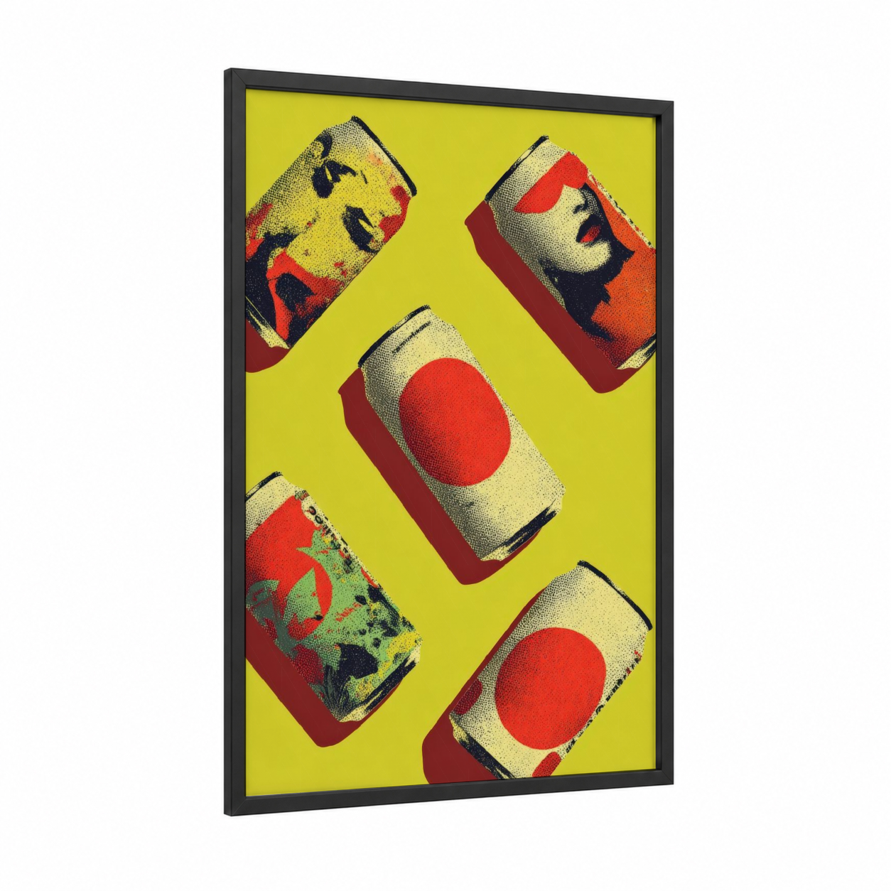 Pop Art Beer framed art print — black wood frame — yellow and red palette