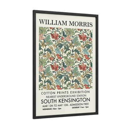 Morris Botanical framed abstract flower print — black wood frame — sage green palette