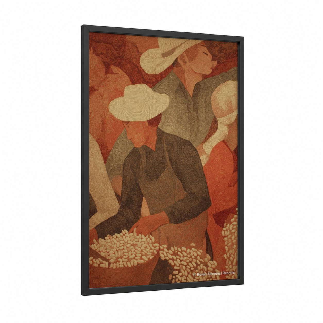 Vintage Pasta Harvest framed art print — black wood frame — olive palette
