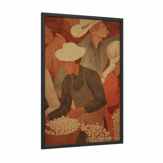 Vintage Pasta Harvest framed art print — black wood frame — olive palette