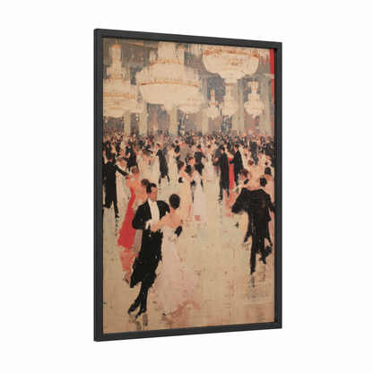 Ballroom Dance framed art print — black wood frame — cream and black palette