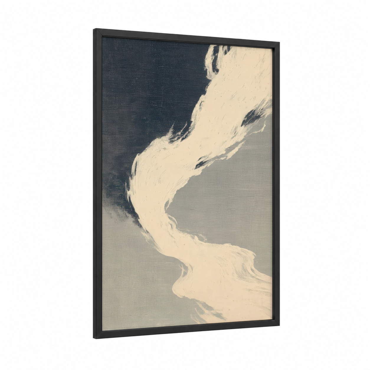 Cosmic Comet framed astroids and comets print — black wood frame — cream and black and white palette