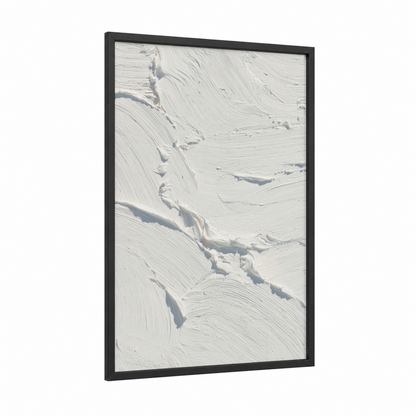 Textured Abstractions framed abstract expressionism print — black wood frame — white and gray palette