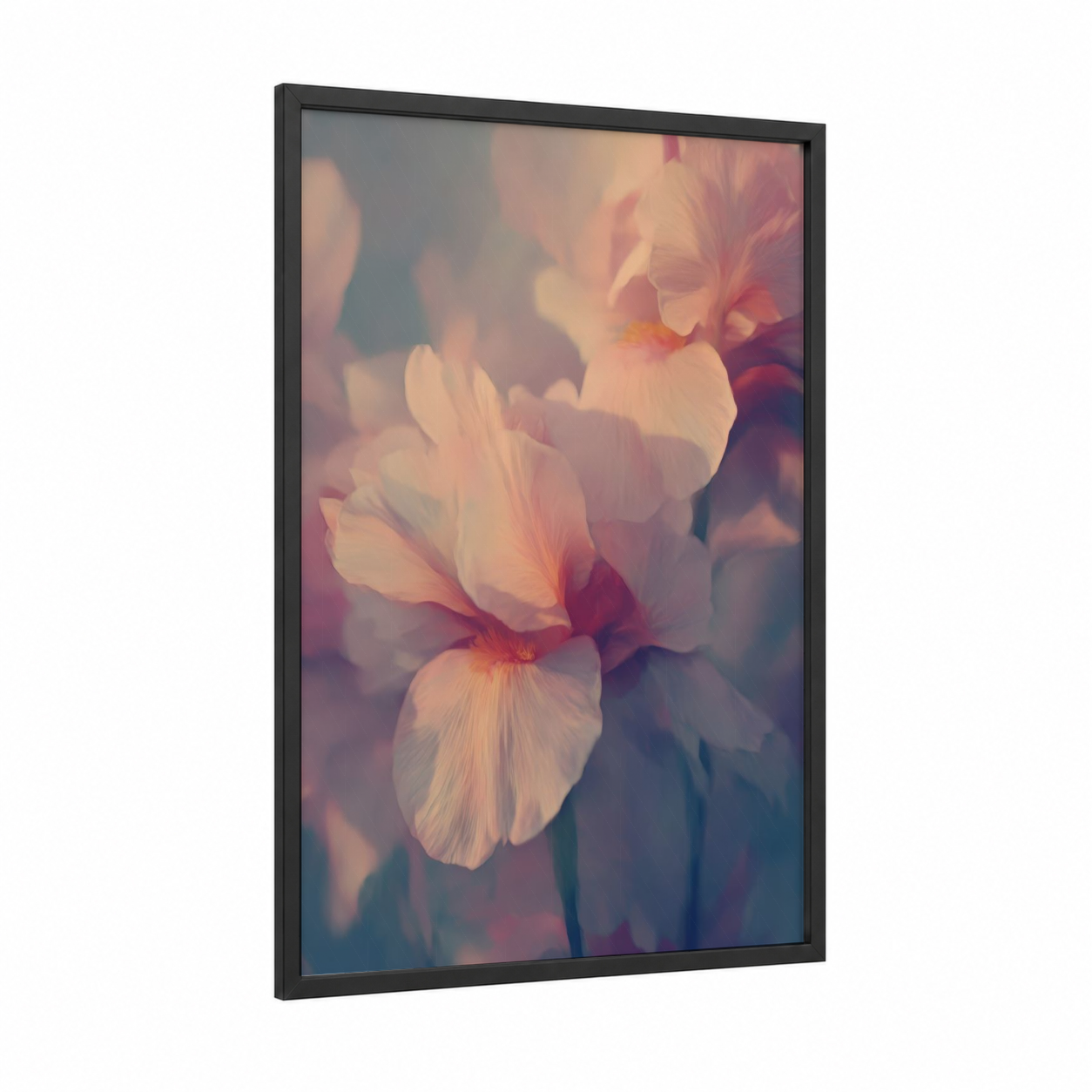 Blush Orchid framed art print — black wood frame — pink and gold palette