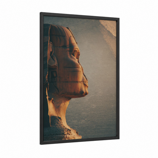 Golden Monument Profile framed monuments print — black wood frame — gold and gray palette