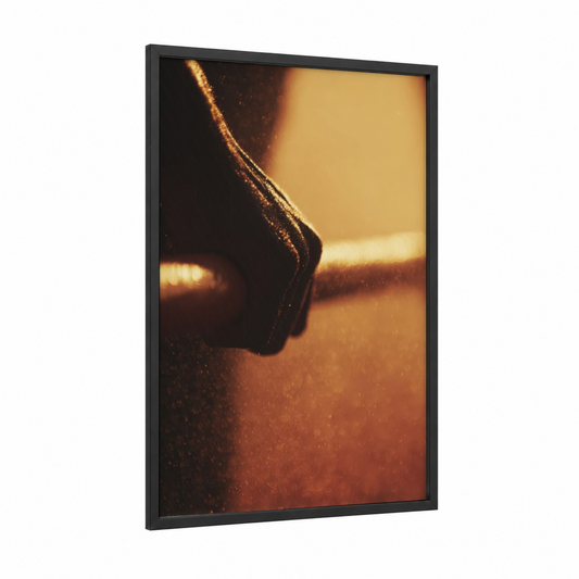 Golden Sprint framed track and field print — black wood frame — gold and black and gold palette