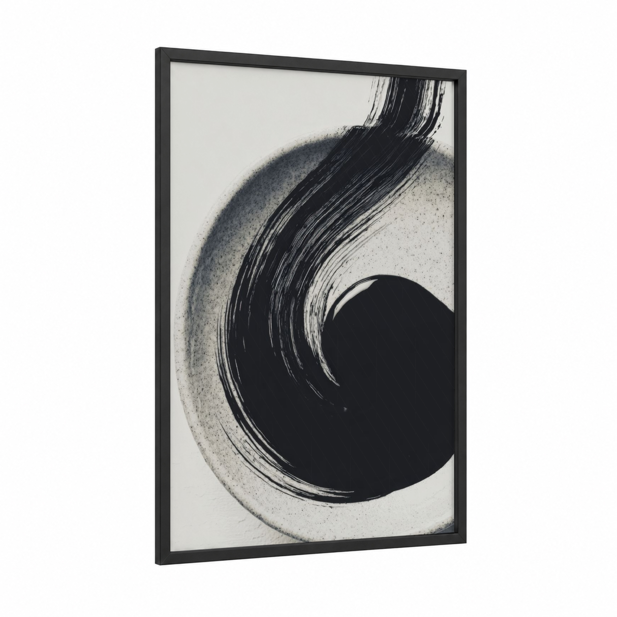Abstract Condiment framed condiments print — black wood frame — black and white and gray palette