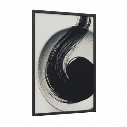 Abstract Condiment framed condiments print — black wood frame — black and white and gray palette