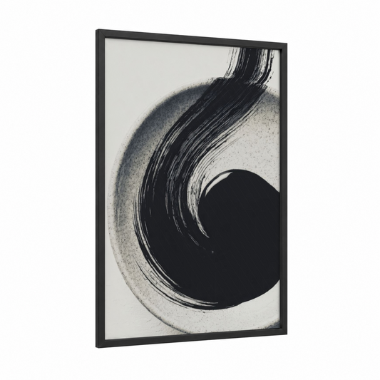 Abstract Condiment framed condiments print — black wood frame — black and white and gray palette