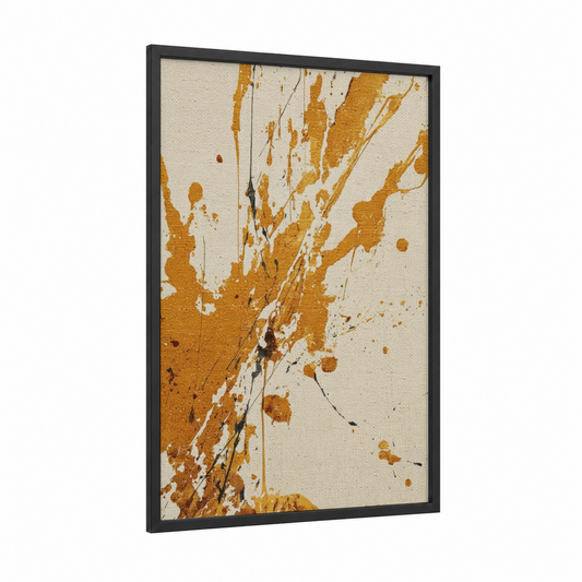 Golden Beer Splash framed art print — black wood frame — gold and cream palette