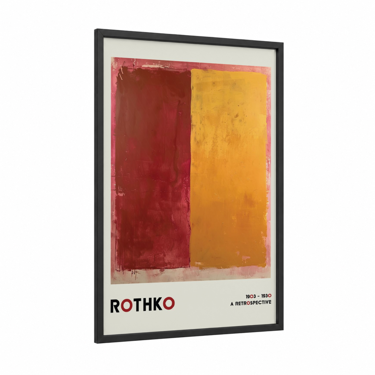 Rothko Diptych framed abstract classic print — black wood frame — red and yellow gold palette