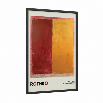 Rothko Diptych framed abstract classic print — black wood frame — red and yellow gold palette