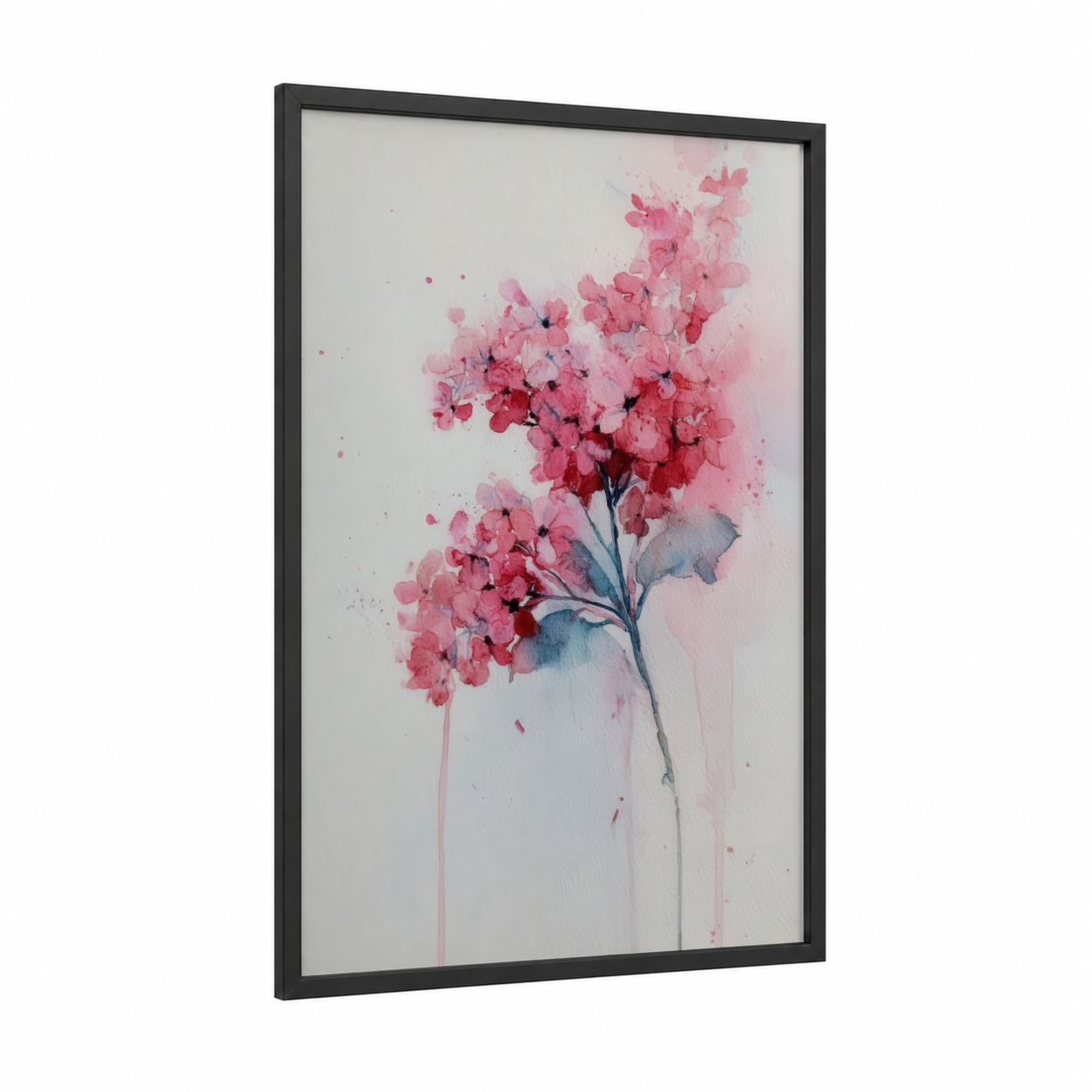 Blushing Lilac framed art print — black wood frame — pink and blue palette