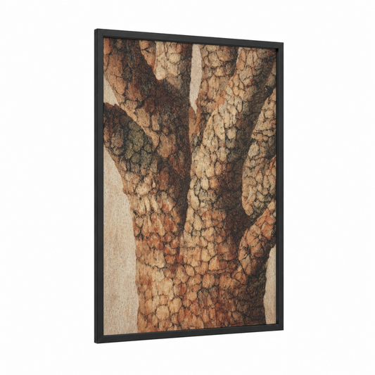 Ancient Baobab framed baobab tree print — black wood frame — brown palette