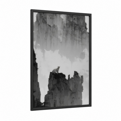 Urban Leopard framed art print — black wood frame — black and white palette