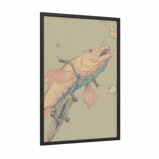 Dreamy Snook framed art print — black wood frame — cream and rose gold palette