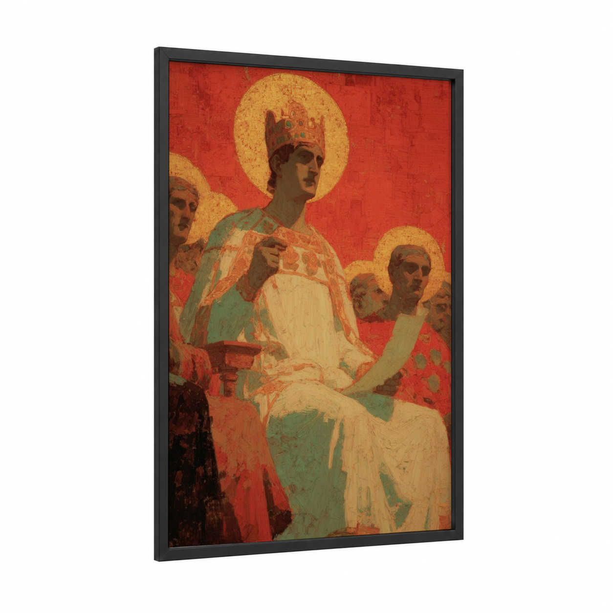 Constantine the Great framed art print — black wood frame — red and gold palette