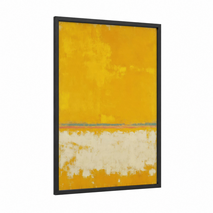 Golden Horizon framed abstract expressionism print — black wood frame — yellow gold and cream palette