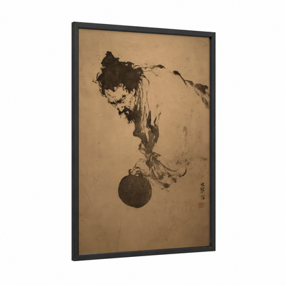 Martial Artist Strike framed kung fu print — black wood frame — black and white and nobel palette