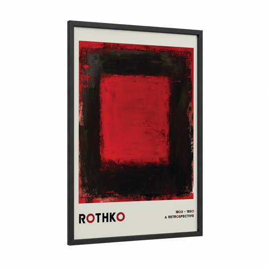 Rothko Red Square framed abstract classic print — black wood frame — red and black palette