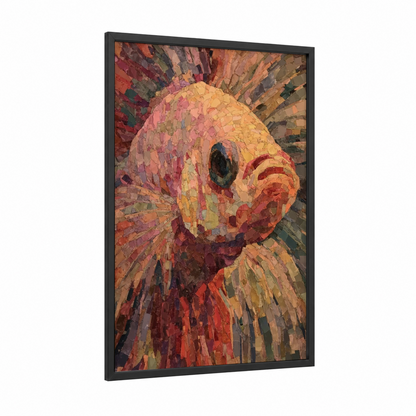 Crimson Betta Fish framed art print — black wood frame — orange and red palette