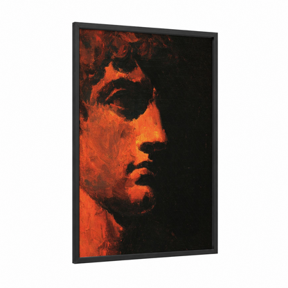 Constantine Fiery framed constantine the great print — black wood frame — red and black palette
