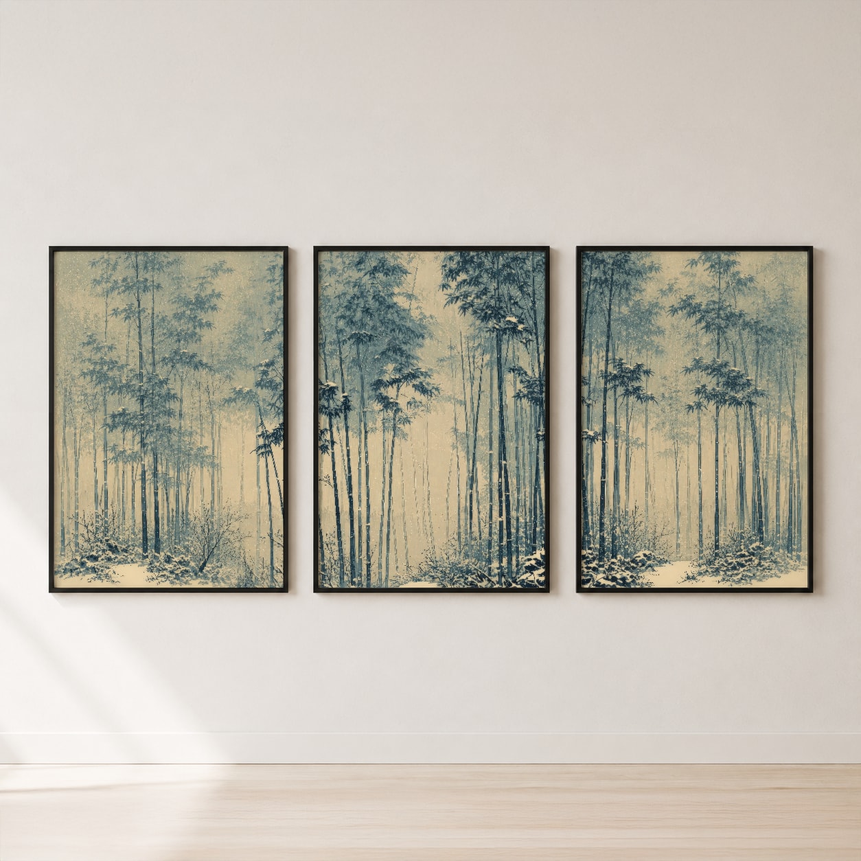Japanese Bamboo Forest Triptych Wall Art Set — set hero