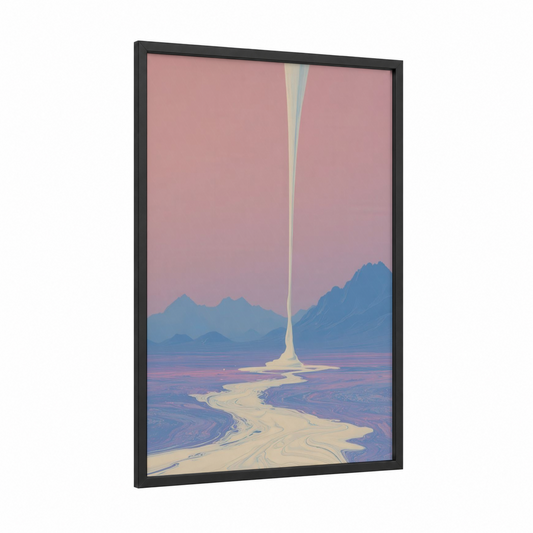 Surreal Noodle framed fast food print — black wood frame — rose gold and blue palette