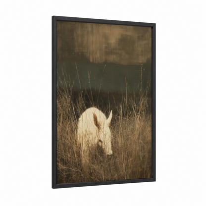Cream Aardvark framed art print — black wood frame — beige and brown palette