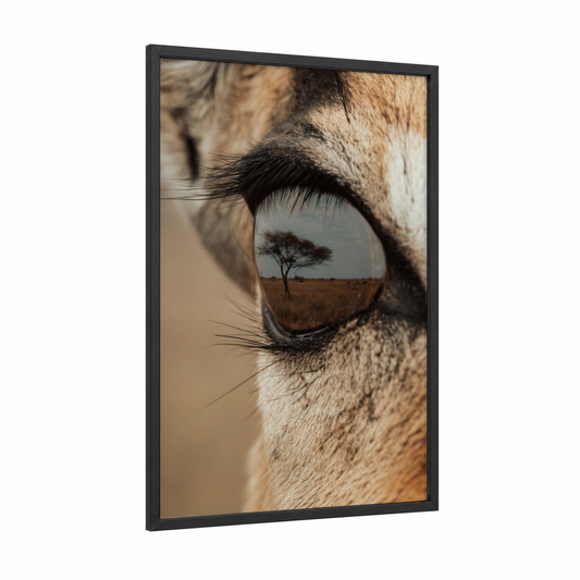 Savanna Antelope framed art print — black wood frame — brown and gold palette