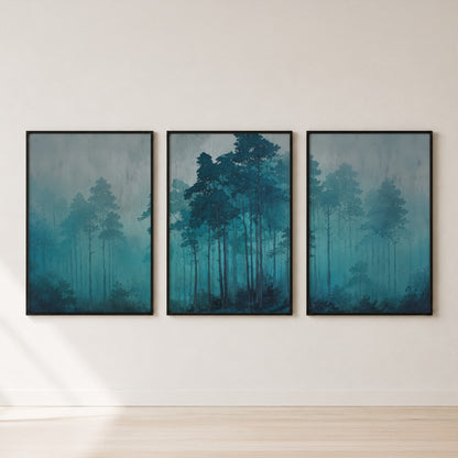 Misty Forest Triptych Set of 3 Wall Art — set hero