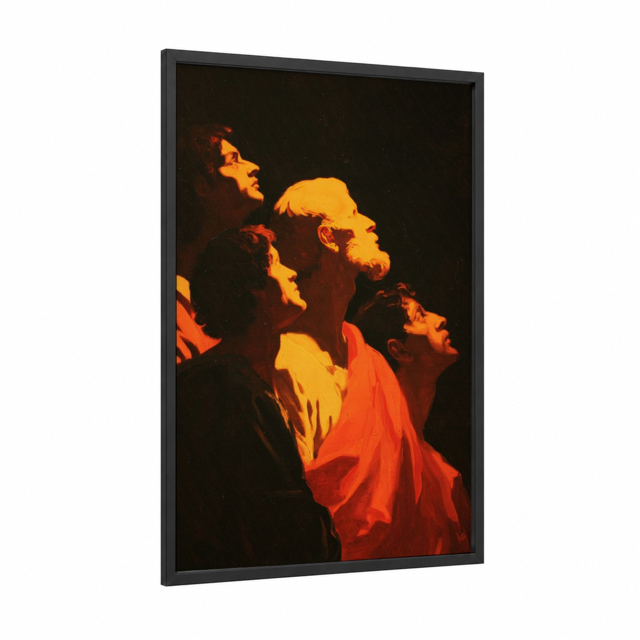 Spiritual Ascension framed all saints day print — black wood frame — gold and black and gold palette