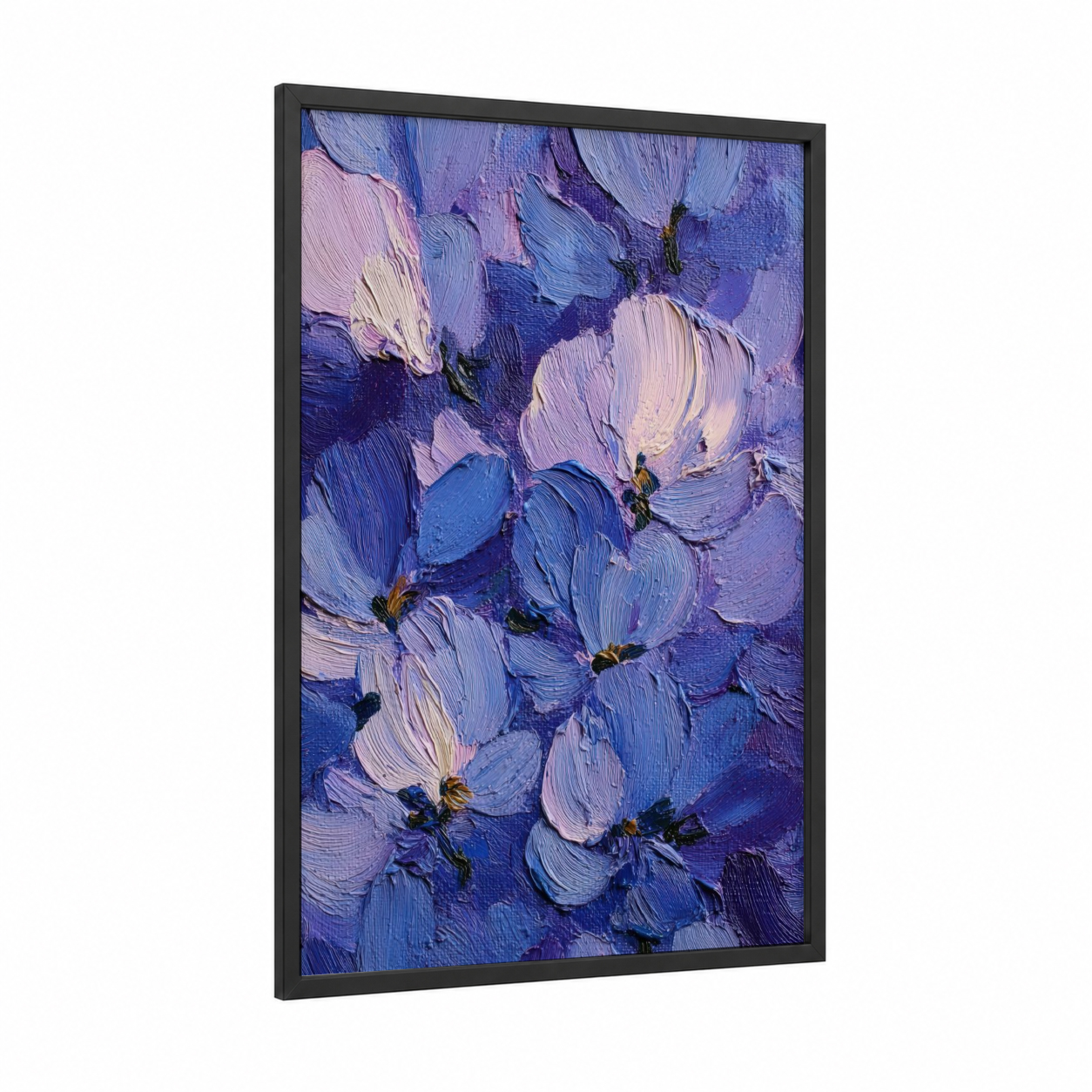 Purple Violets framed art print — black wood frame — purple and lavender palette